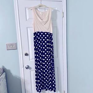2 for $30 🎉🎉NWT Anthropologie Cream and Blue Polka Dot Maxi 👗